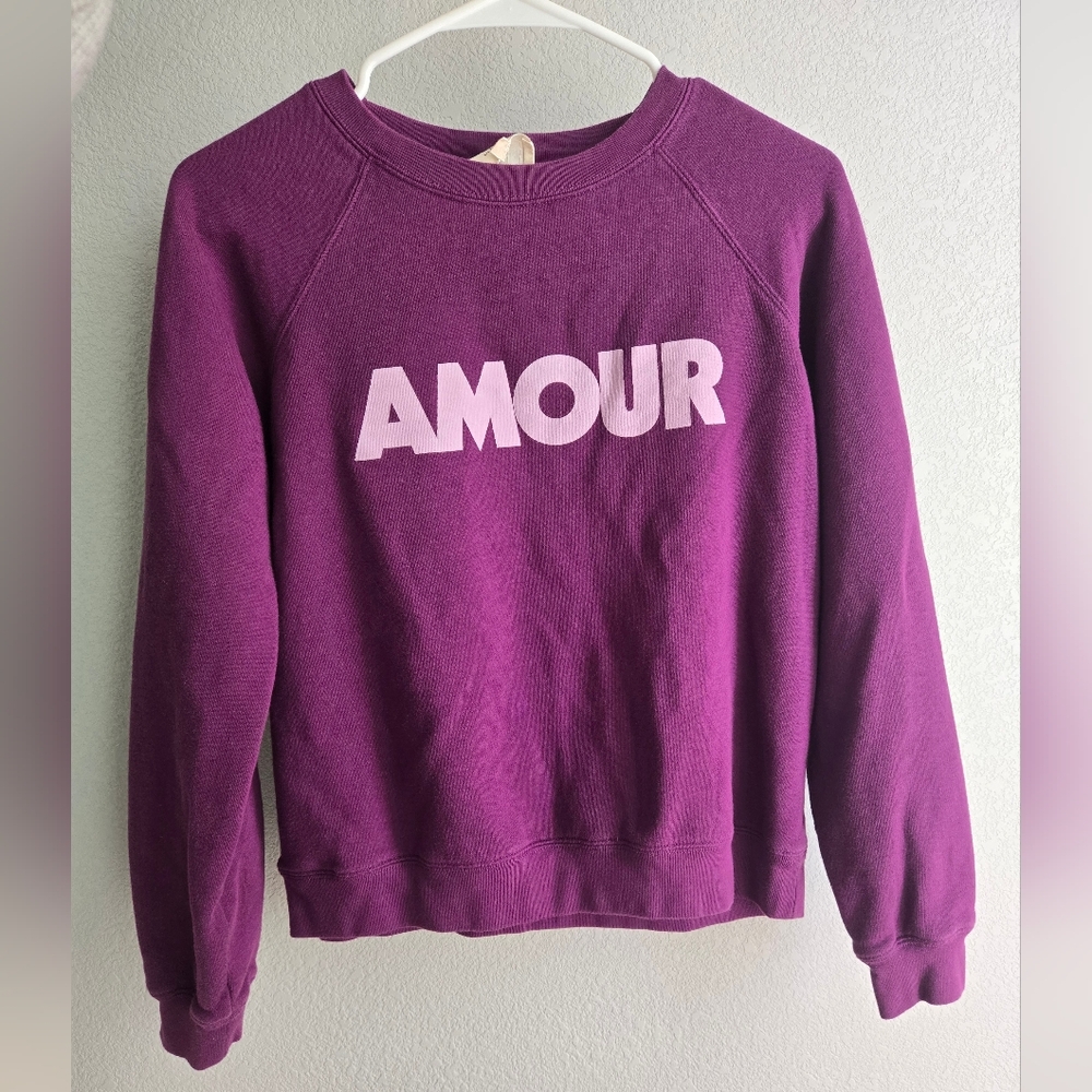 Sezane Cotton Blend Amour Sweatshirt